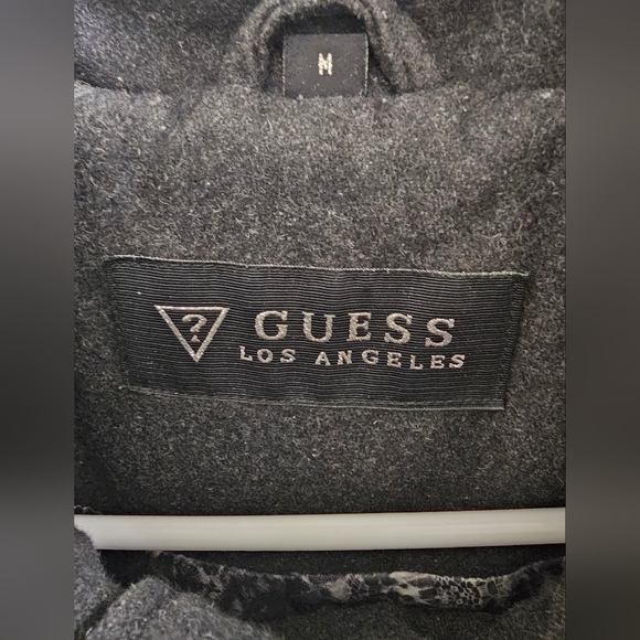 Guess charcoal color wool blend ruffled pea coat. - Picture 2 of 13